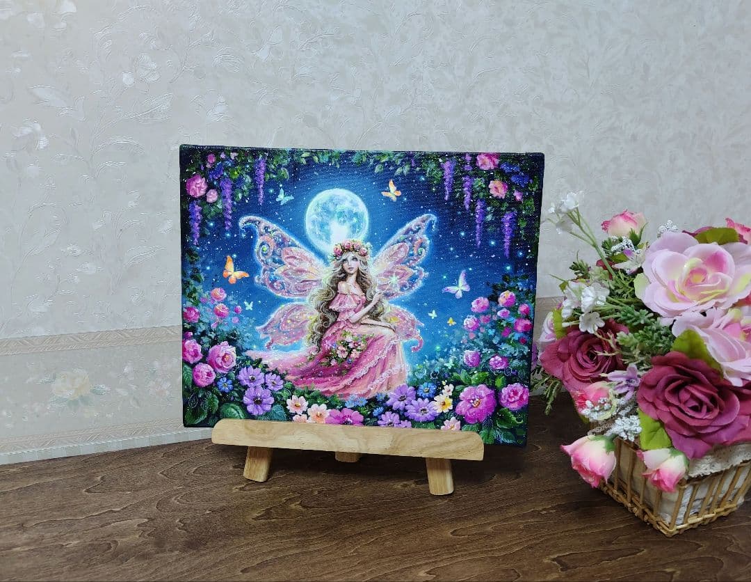 【妖精の春】アクリル画 F3 風景画 絵画