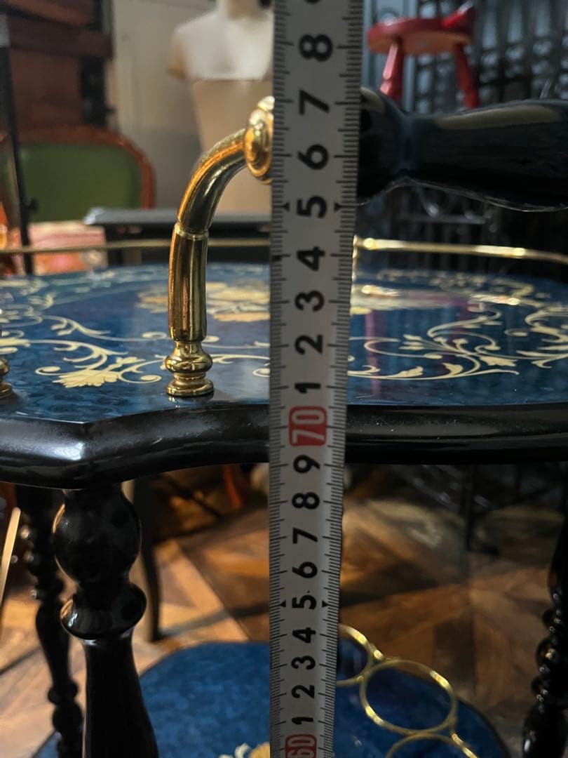 象嵌細工 サービスワゴン キッチンワゴン ワインテーブル イタリア製 ブルー