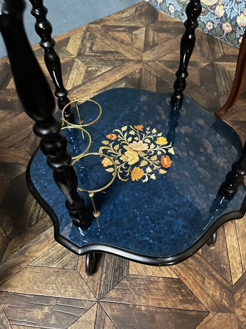 象嵌細工 サービスワゴン キッチンワゴン ワインテーブル イタリア製 ブルー