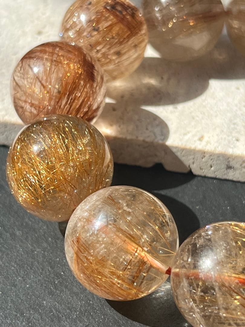 ルチルクォーツ　16.9〜19.3㎜　ブレスレット