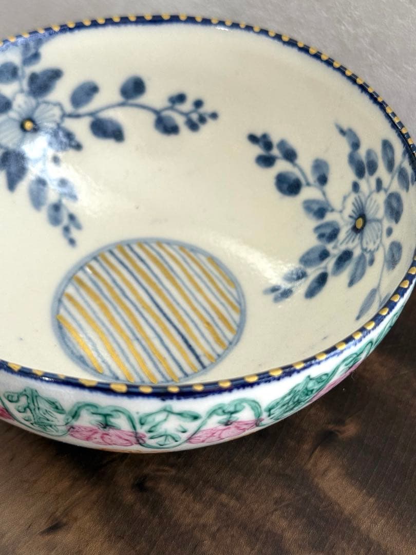 つちやまり 浅型ボウル①金彩入り 未使用品