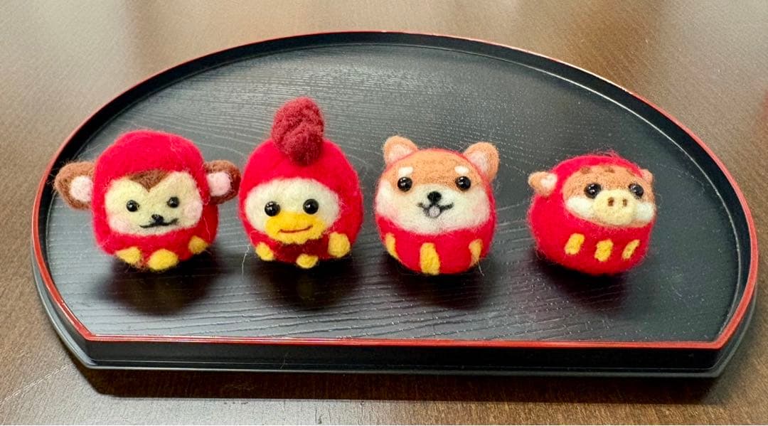 干支ダルマの置物飾り【十二支セット】（羊毛フェルトハンドメイド）