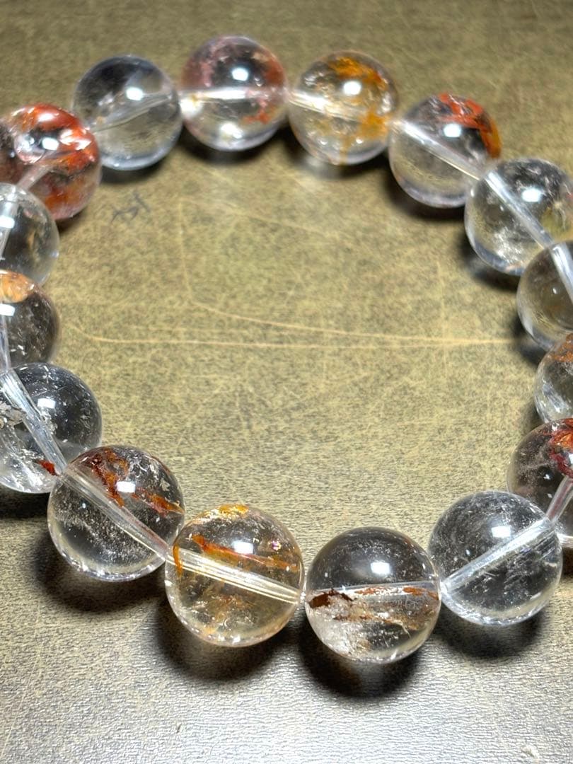 【極上】オーロラクォーツブレスレット約14㎜後半（新品未使用）内径19センチ　虹