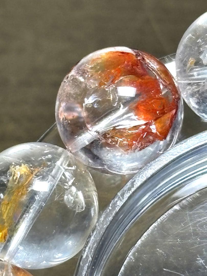 【極上】オーロラクォーツブレスレット約14㎜後半（新品未使用）内径19センチ　虹