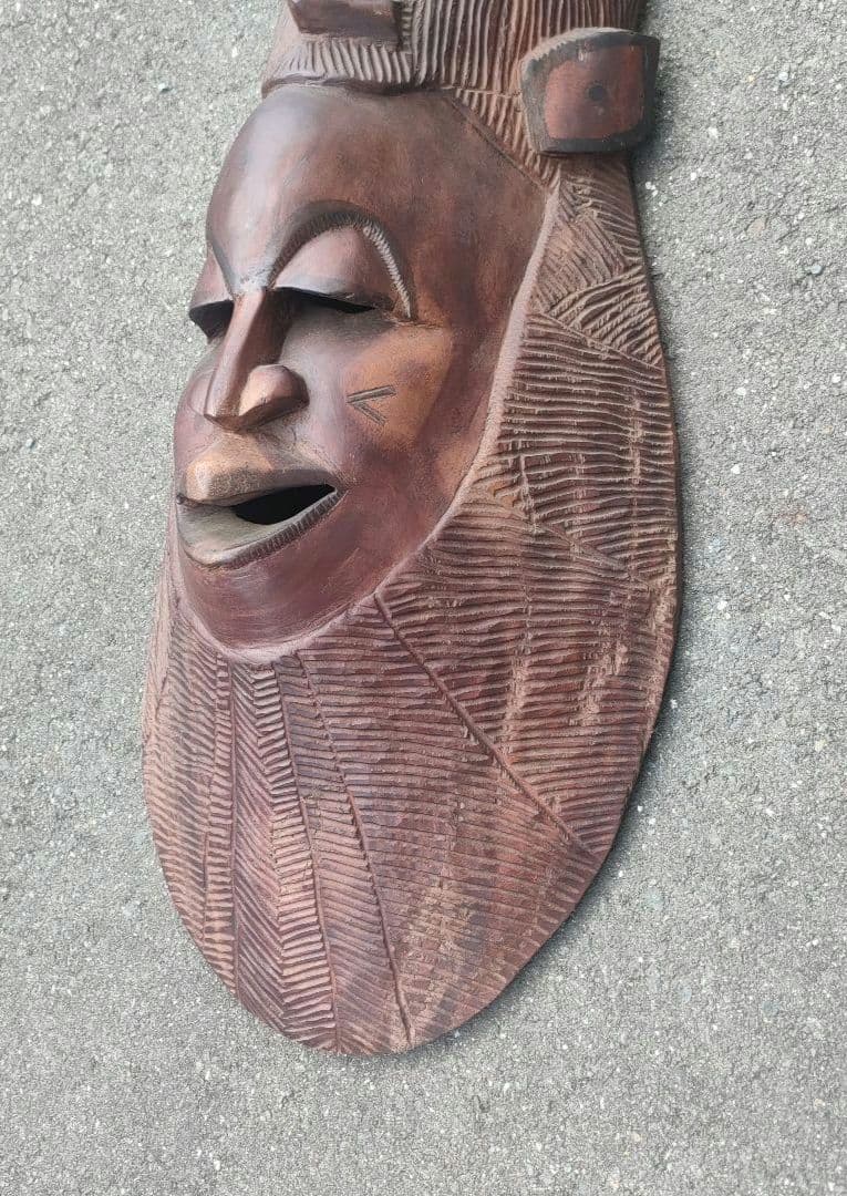 ヴィンテージ アフリカンマスク 木製 大型 約82cm アンティーク 木製彫刻