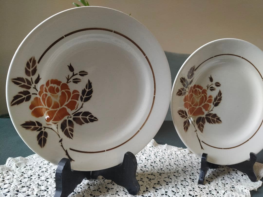 【11/5まで】SAINT·AMANDサンタマン茶色薔薇ディナープレート２枚組