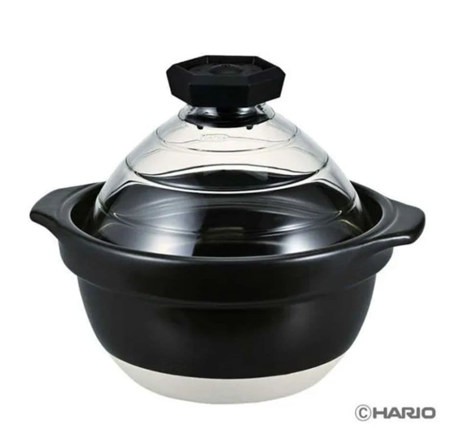 未使用 HARIOハリオ フタがガラスのご飯釜 土鍋 3合用 GN-200B