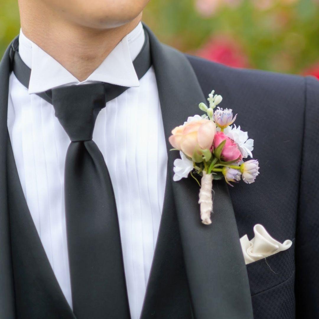 ウェディングブーケ　造花　アーティフィシャルフラワー　結婚式　ブートニアセット
