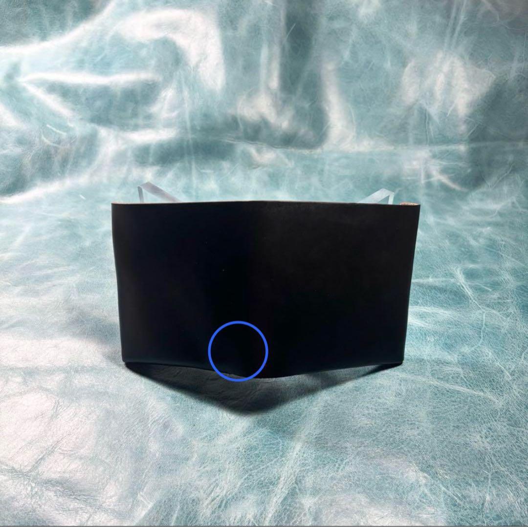 ハンドメイド　二つ折り　革財布　クロムエクセル　黒色　真鍮　cx-hw-000①