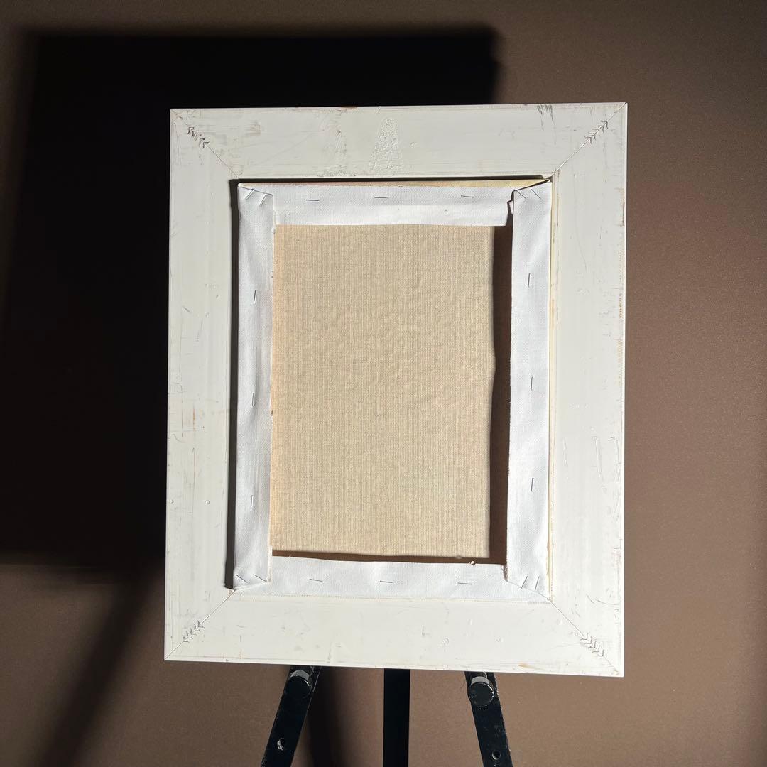 ★秀作★ 手書き油絵 花瓶の花 絵画 額付き インテリア 油彩画