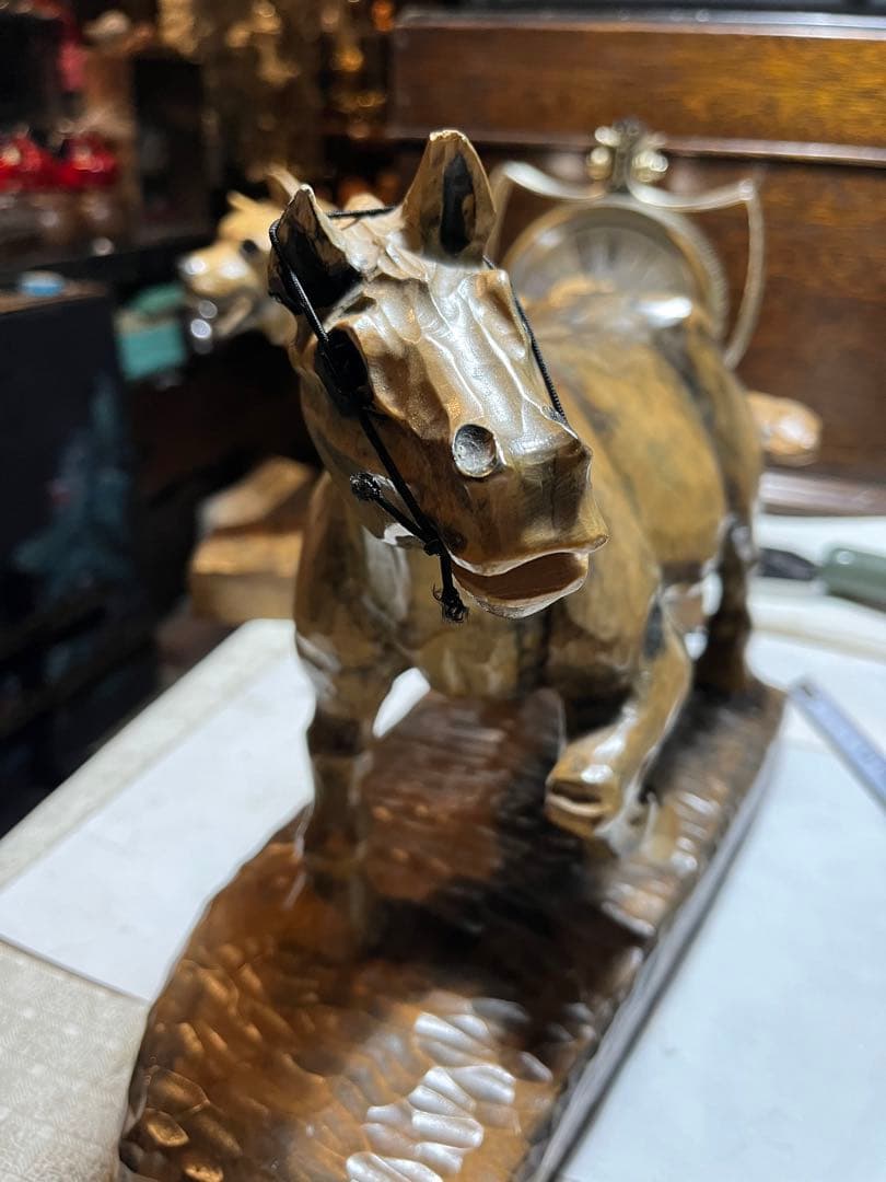 馬の木彫り、木彫りの馬、道産子馬木彫り、道産子馬、北海道の馬、番場馬