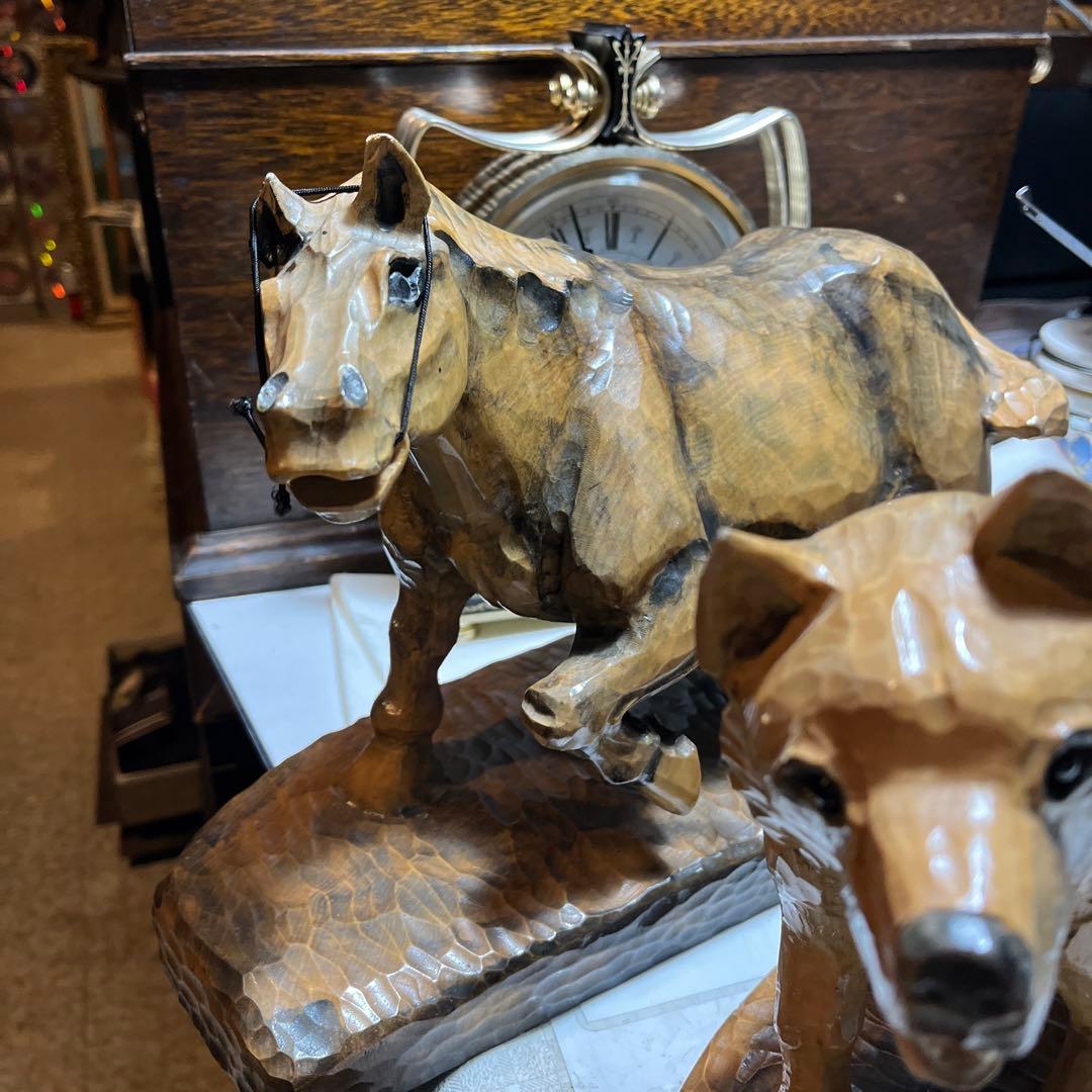 馬の木彫り、木彫りの馬、道産子馬木彫り、道産子馬、北海道の馬、番場馬