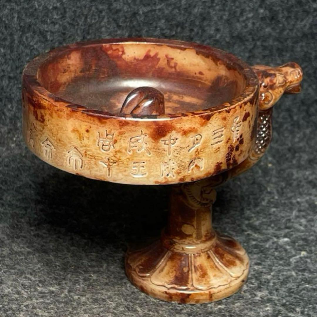 高古玉　龍形油灯彫刻　置物　文房具　美術品　縁起物　インテリア