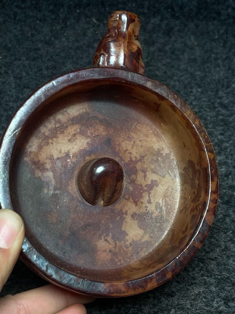高古玉　龍形油灯彫刻　置物　文房具　美術品　縁起物　インテリア