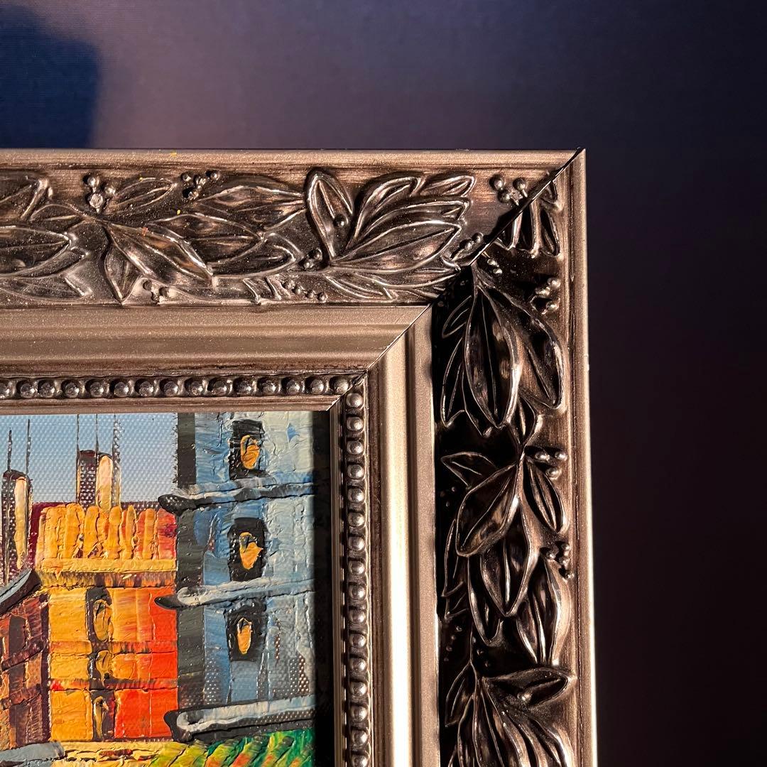 手書き油絵 パリの風景 エッフェル塔 絵画 額付き インテリア 油彩画