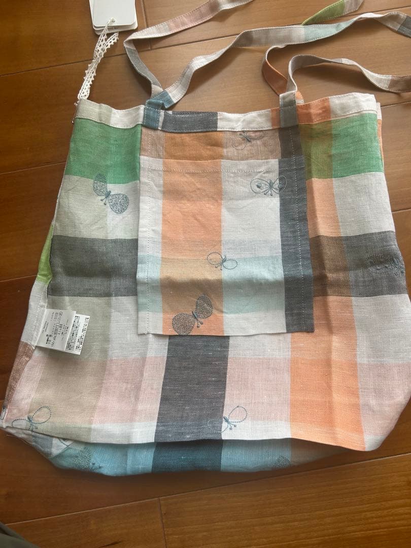 minä perhonen chouchoチェック柄エコバッグ