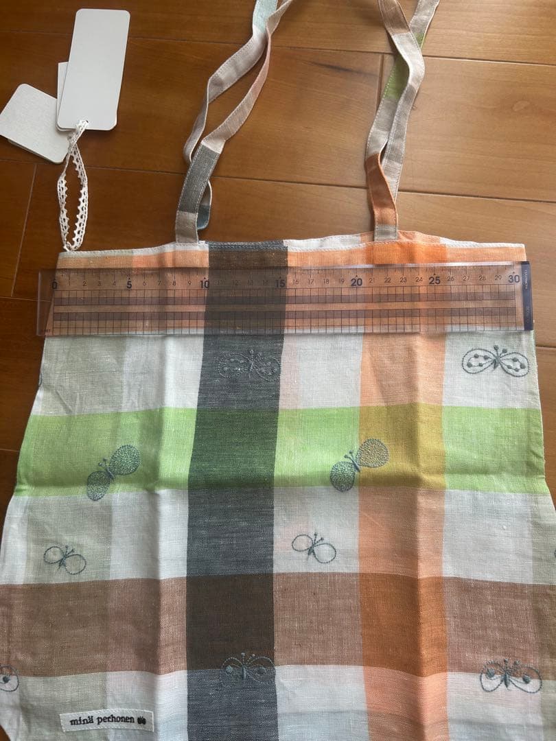 minä perhonen chouchoチェック柄エコバッグ