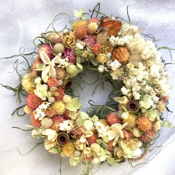 ナチュラルリース　千日紅　紫陽花