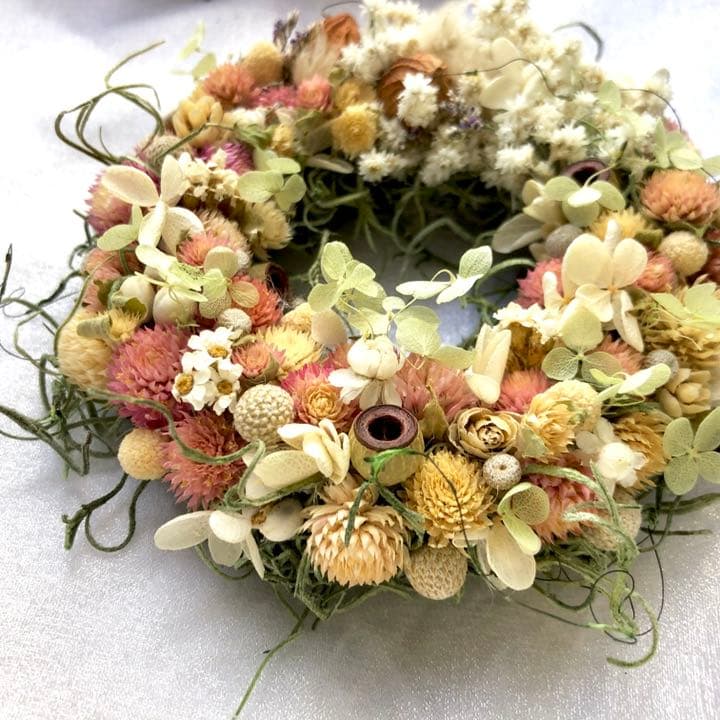 ナチュラルリース　千日紅　紫陽花