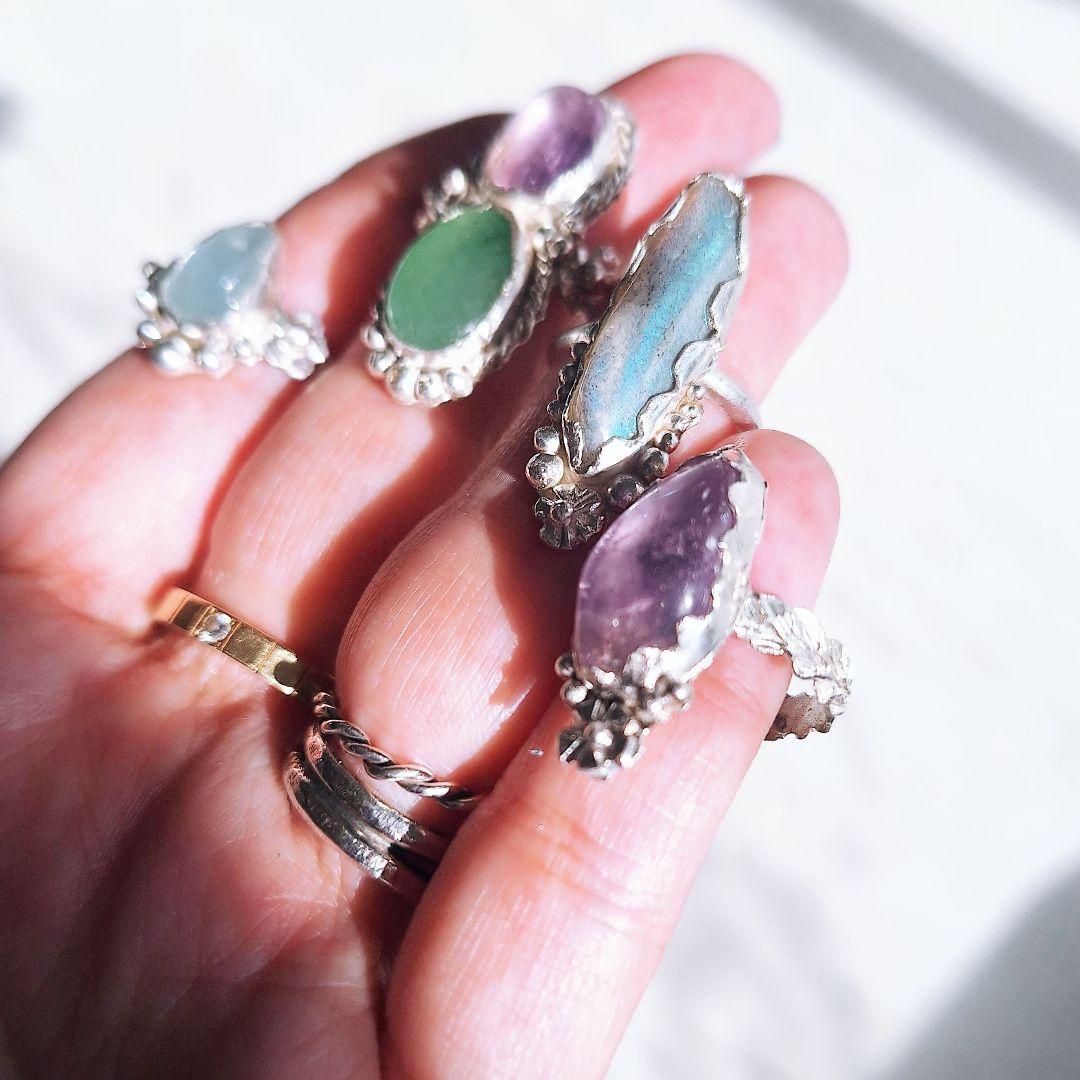 【14～15号】アメトリン & アベンチュリンリング silver925