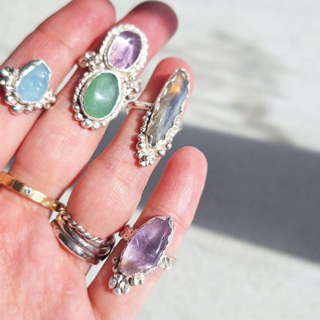 【14～15号】アメトリン & アベンチュリンリング silver925