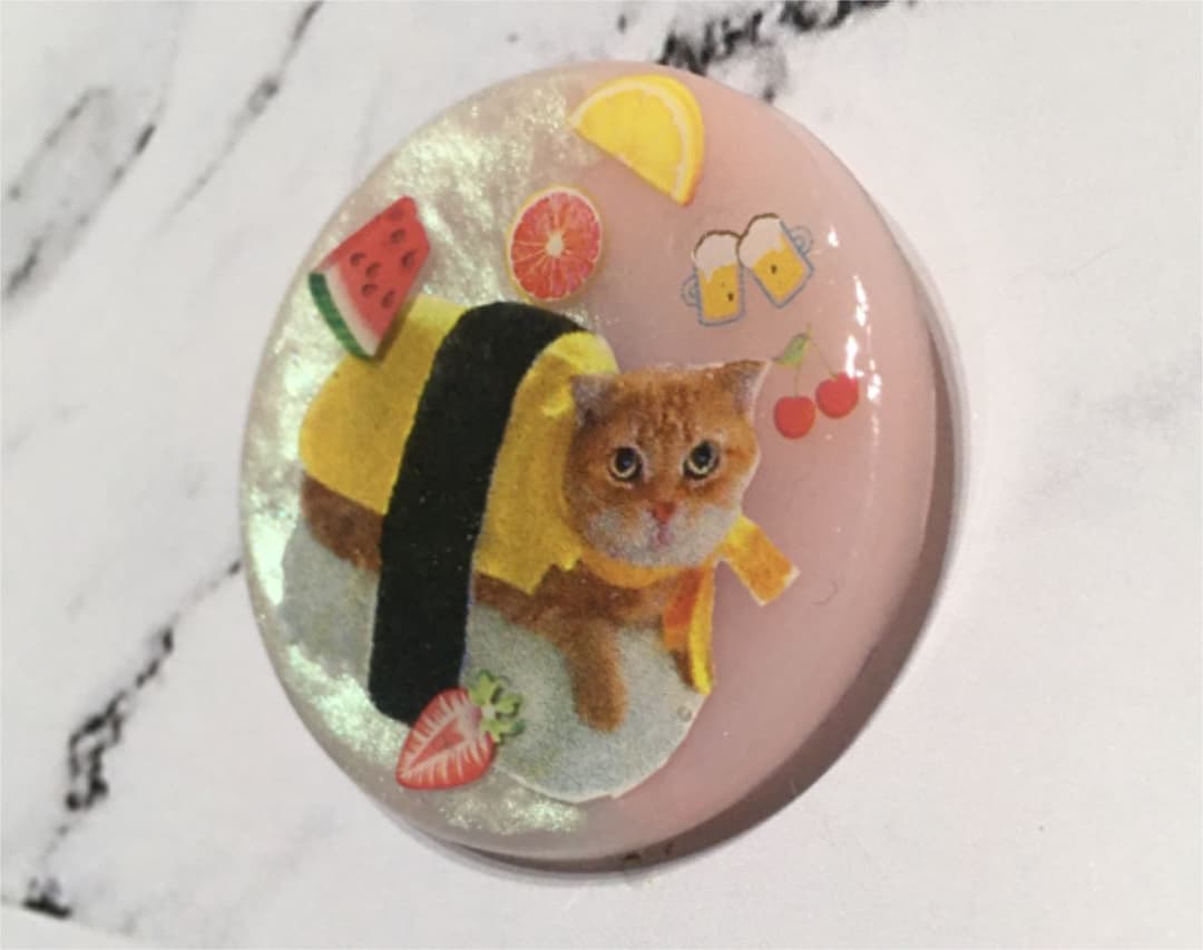 レジンヘアゴム、食べないでね！卵巻き猫ちゃん