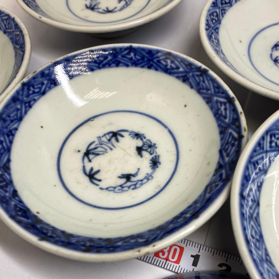 古伊万里 染付蓋茶碗 9客 w10.5cm 東キ7-1120①