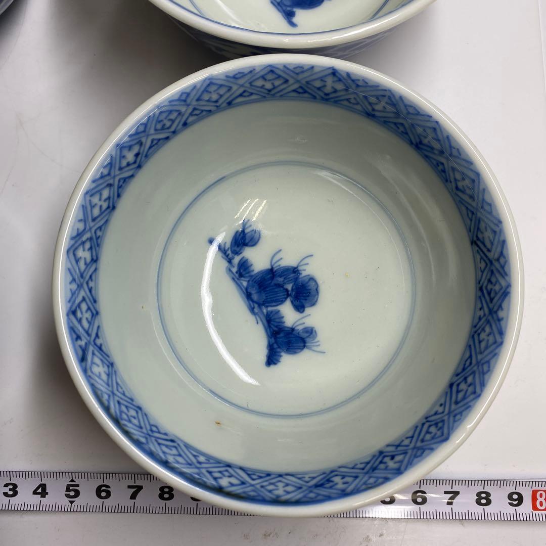 古伊万里 染付蓋茶碗 9客 w10.5cm 東キ7-1120①