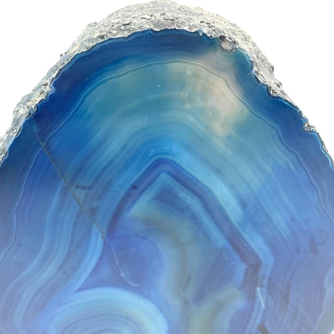 特大！ 8.0kg アゲート メノウ 瑪瑙 ブルー 原石 鑑賞石 置物