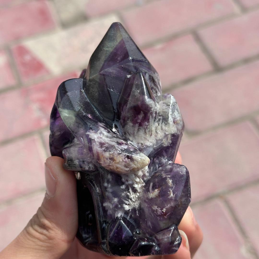 天然石フェザーフローライトの置物　ご購入前に在庫確認G.1406