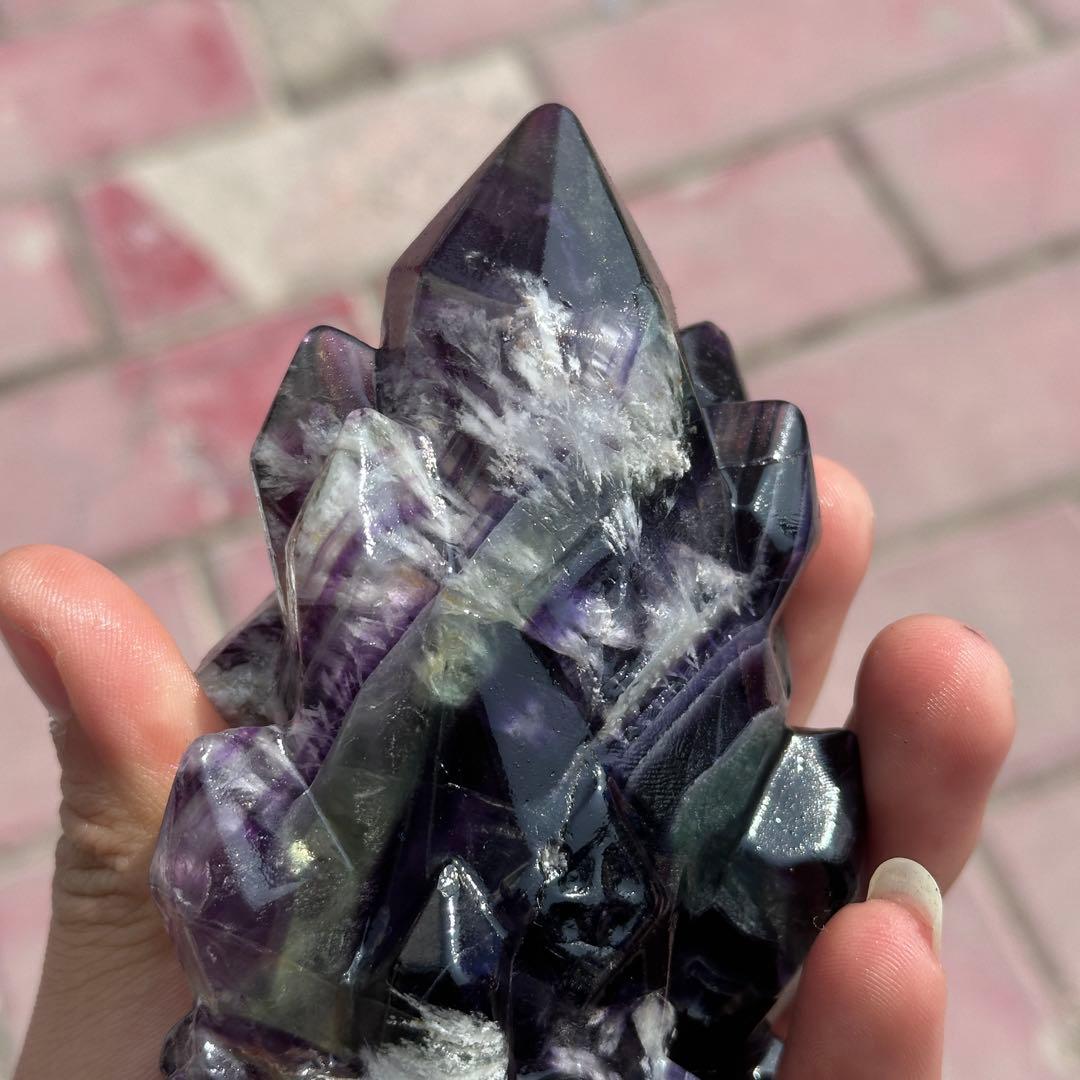 天然石フェザーフローライトの置物　ご購入前に在庫確認G.1406