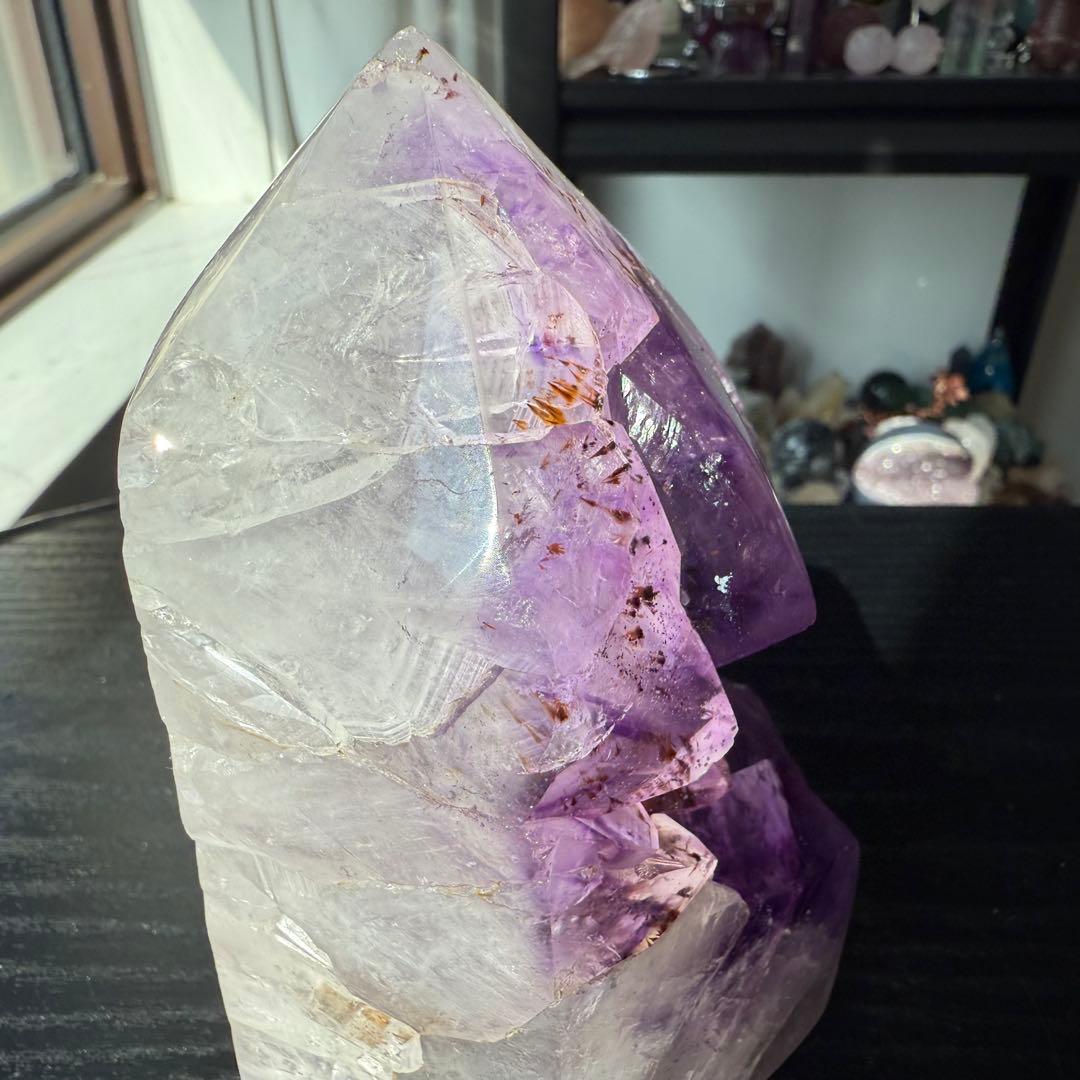 天然石アメジストのポイント　置物　NO.090409