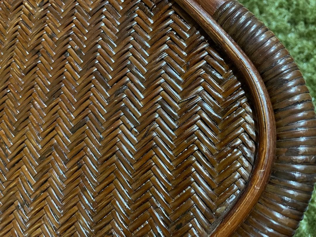 美品　kazama カザマ　ラタンテーブル　　ガラステーブル　センターテーブル