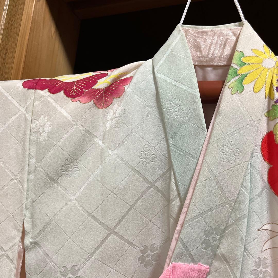 【七五三3歳　昭和レトロ　着物・長襦袢・作り帯の3点セット