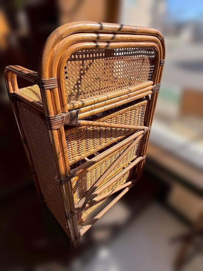 ラタン家具　チェスト 3段収納　バスケットラック　ナチュラル ヴィンテージ