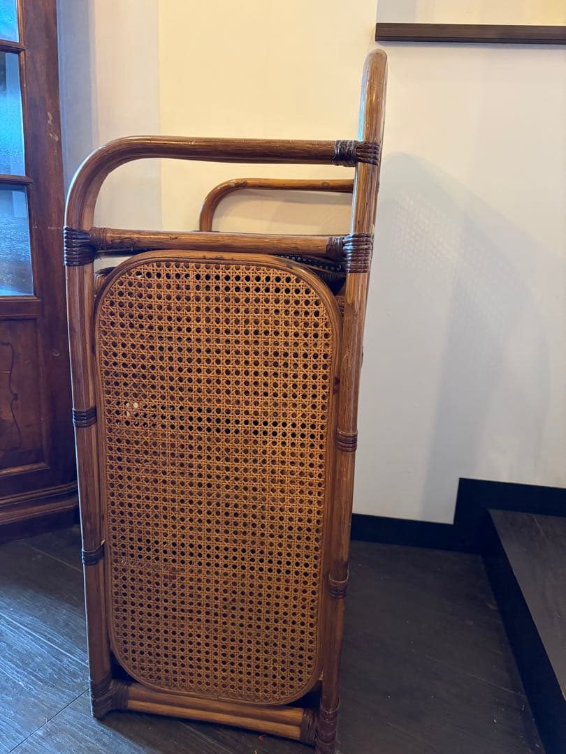 ラタン家具　チェスト 3段収納　バスケットラック　ナチュラル ヴィンテージ