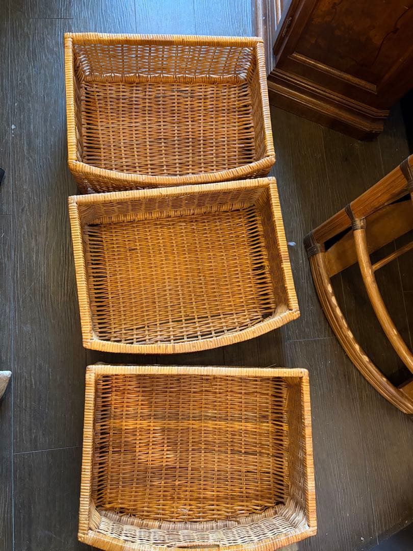 ラタン家具　チェスト 3段収納　バスケットラック　ナチュラル ヴィンテージ