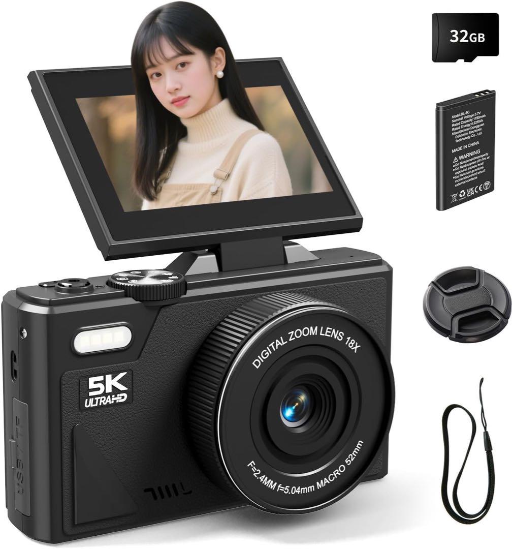新品未使用✨デジタルカメラ 5K コンデジ7500 万画素 Wi-Fi 機能