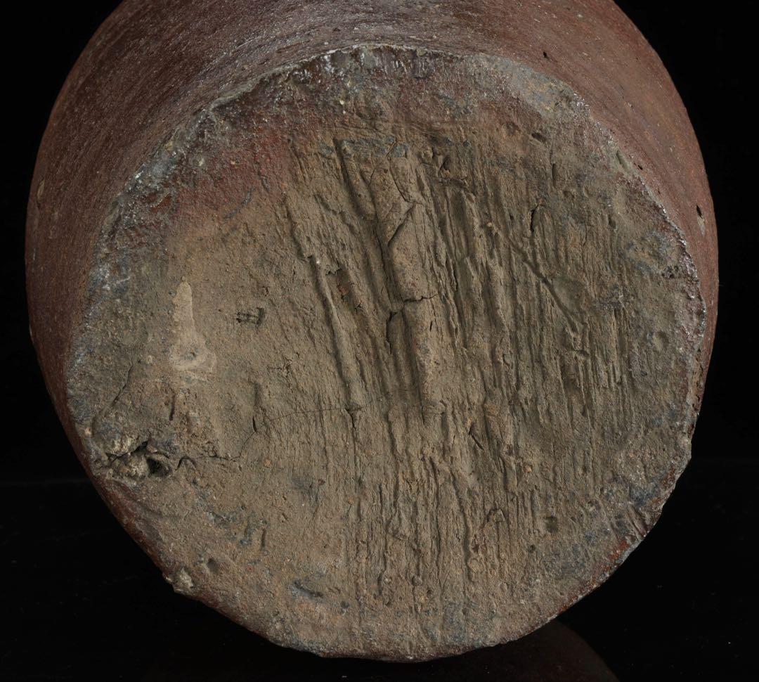 室町期 古備前 波状文壺 高さ24.5cm 木箱付 古陶 壷 花器 古美術 骨董