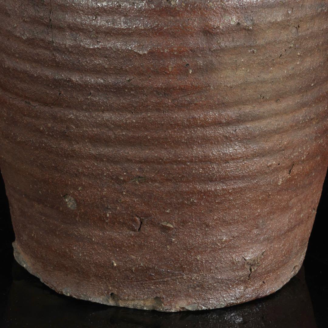 室町期 古備前 波状文壺 高さ24.5cm 木箱付 古陶 壷 花器 古美術 骨董
