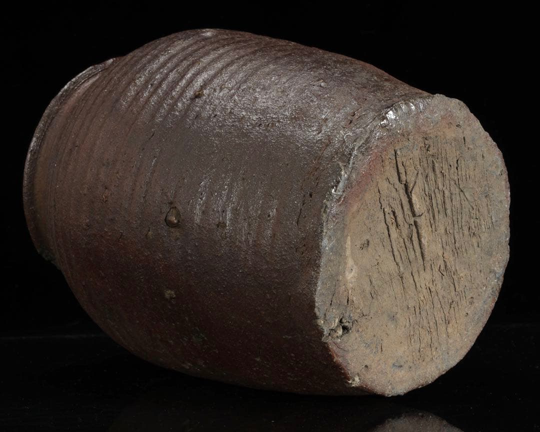 室町期 古備前 波状文壺 高さ24.5cm 木箱付 古陶 壷 花器 古美術 骨董