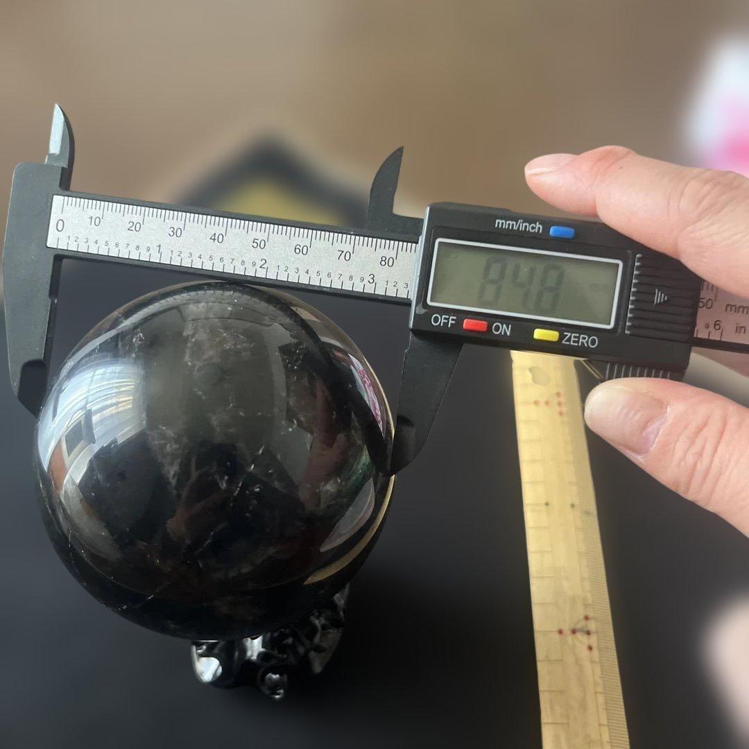 虹入り！傷あり、特大モリオンスフィア台座付き！