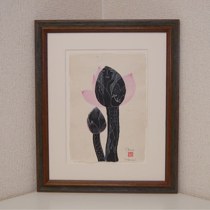 田中今子　” Omoi ”　肉筆　絵画　手漉き和紙　顔彩　真作保証