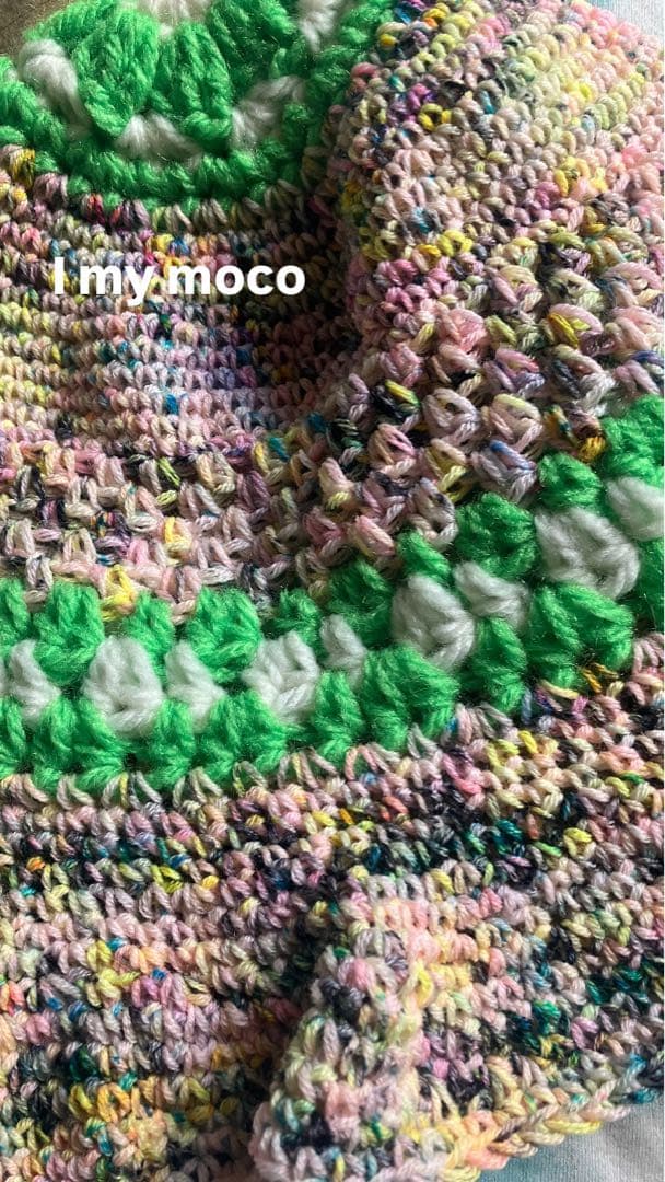 ハンドメイド☺︎カラフルハット☺︎クロシェバケットハット☺︎フリル☺︎タイダイ