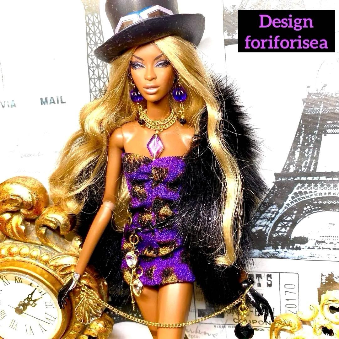 Shiny purple✖︎GOLD leopard dress☆★★アクセ★★