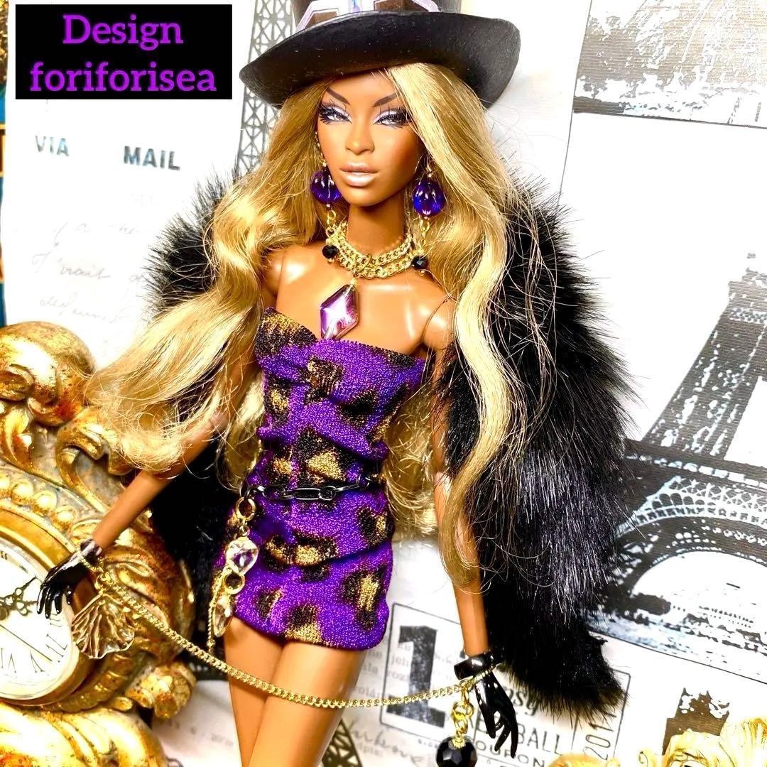Shiny purple✖︎GOLD leopard dress☆★★アクセ★★