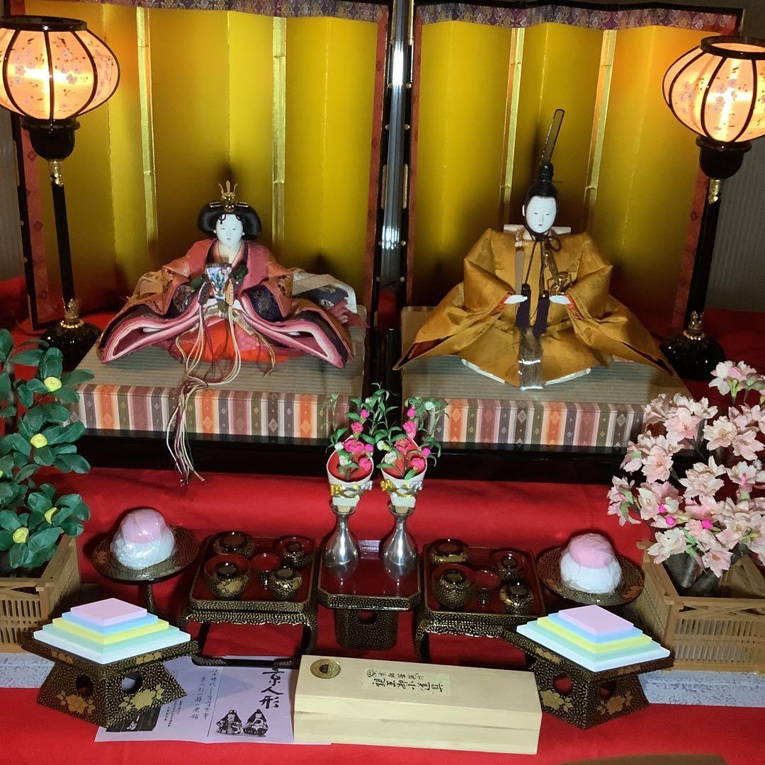 最高峰ブランド:京雛【お雛様親王飾り＆飾り道具一式】美品❣️京都有職雛老舗人形司