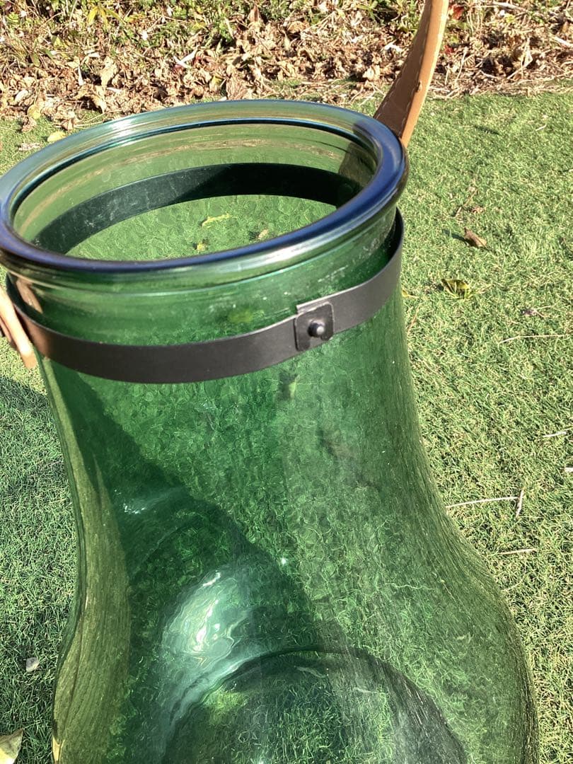 ガラス　フラワーベース　花瓶　グリーンガラス　花入れ　小物入れ