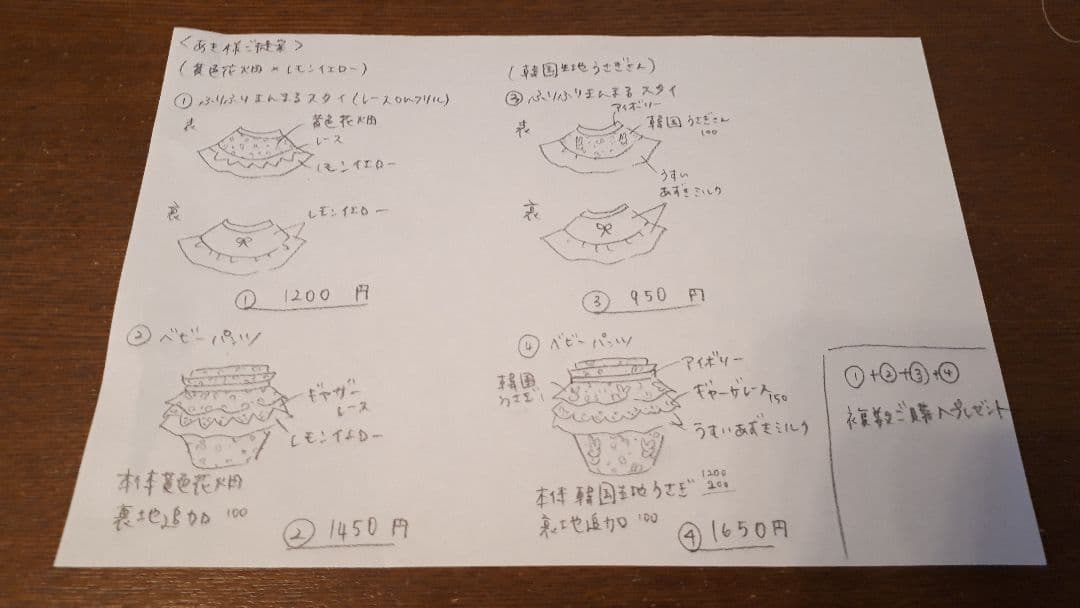 テディベア&チェリーのコロンとしたスタイ&コロンリボン(チェリー刺繍)