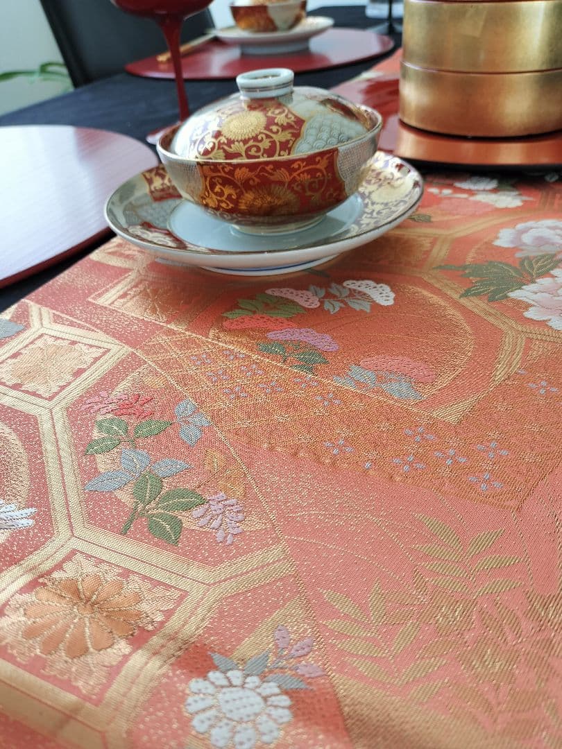 A439★高級‼️本金箔‼️ひな祭り‼️袋帯テーブルランナー2ｍ10cm